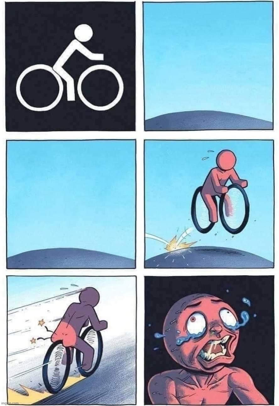 Bicycle warning sign | image tagged in bicycle warning sign | made w/ Imgflip meme maker