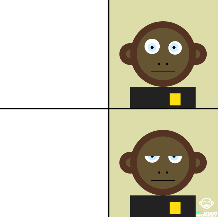 High Quality Excited then Unamused OnChain Monkey Blank Meme Template