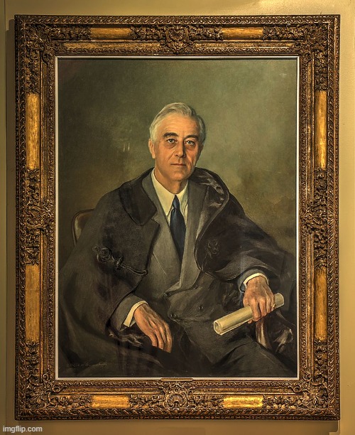 Completed version of FDR's unfinished portrait, painted entirely from memory | made w/ Imgflip meme maker