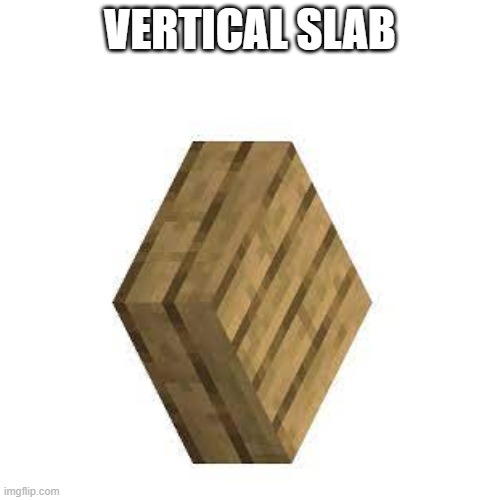 Kinda looks like rhombus shape lill | VERTICAL SLAB | image tagged in stupid humor,memes,minecraft,unfunny | made w/ Imgflip meme maker