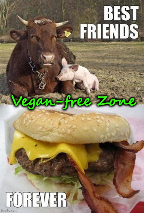 No Vegans ! | Vegan-free Zone | image tagged in friendship | made w/ Imgflip meme maker