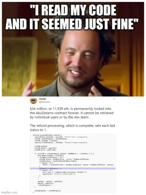 https://www.reddit.com/r/ProgrammerHumor/comments/uam1l7/just_push_they_said/ | image tagged in programming,nft,cryptocurrency,memes | made w/ Imgflip meme maker