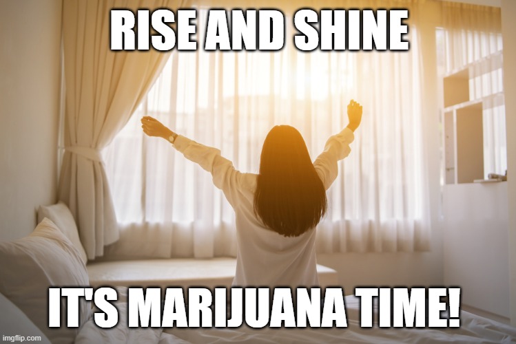 Smoke Weed |  RISE AND SHINE; IT'S MARIJUANA TIME! | image tagged in weed,smoke weed everyday,pot,marijuana | made w/ Imgflip meme maker