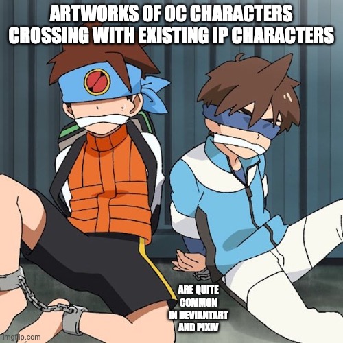 Lan and Human OC Robot Bonded | ARTWORKS OF OC CHARACTERS CROSSING WITH EXISTING IP CHARACTERS; ARE QUITE COMMON IN DEVIANTART AND PIXIV | image tagged in artwork,memes,megaman,megaman battle network,lan hikari | made w/ Imgflip meme maker