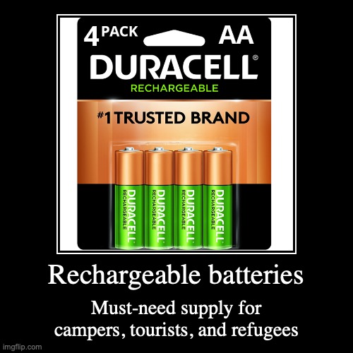 Rechargeable Batteries | image tagged in demotivationals,batteries | made w/ Imgflip demotivational maker