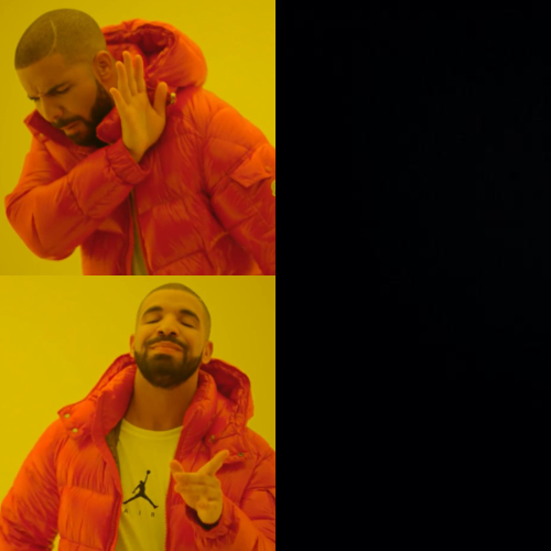 High Quality Drake Hotline Bling dark mode Blank Meme Template