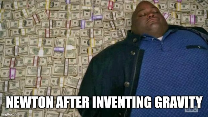 huell money | NEWTON AFTER INVENTING GRAVITY | image tagged in huell money | made w/ Imgflip meme maker