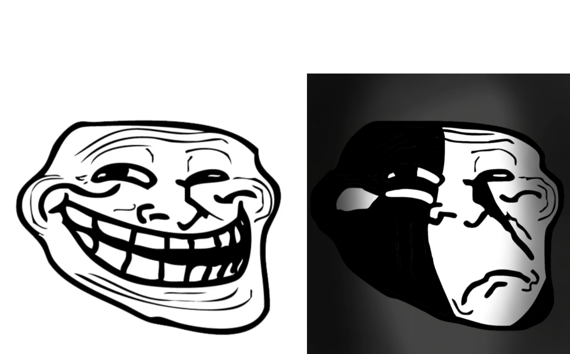 Troll Face becoming sad (template), Troll Face