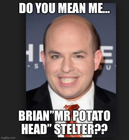 brian stelter meme 1 | DO YOU MEAN ME… BRIAN”MR POTATO HEAD” STELTER?? | image tagged in brian stelter meme 1 | made w/ Imgflip meme maker