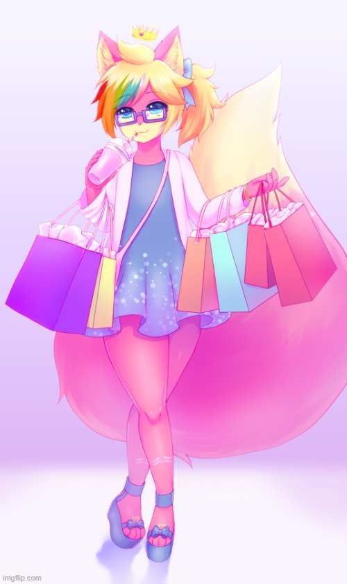 A good day to go shopping (By MeltyVixen) | image tagged in furry,femboy,cute,dress,shopping,adorable | made w/ Imgflip meme maker