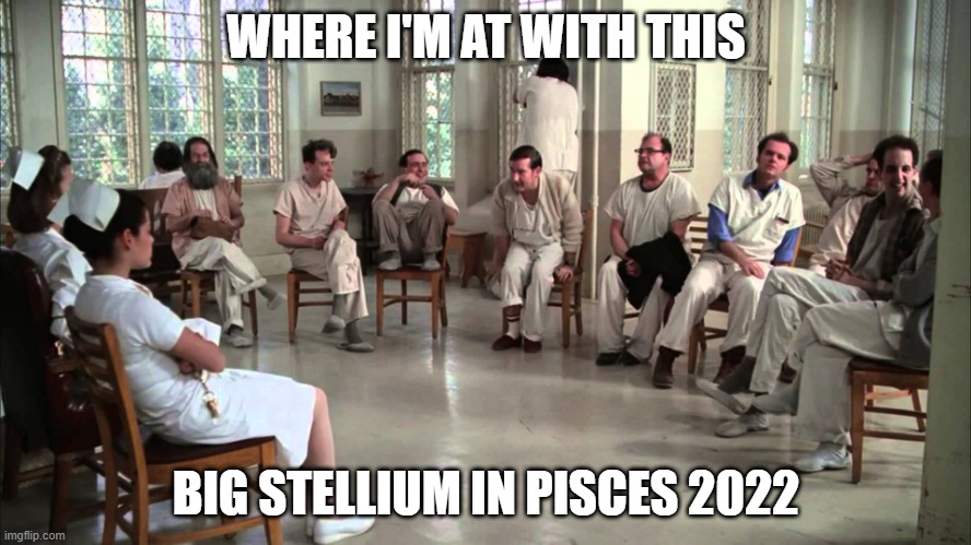 Where I'm at with this | WHERE I'M AT WITH THIS; BIG STELLIUM IN PISCES 2022 | image tagged in where i'm at with this,pisces,crazy,asylum | made w/ Imgflip meme maker