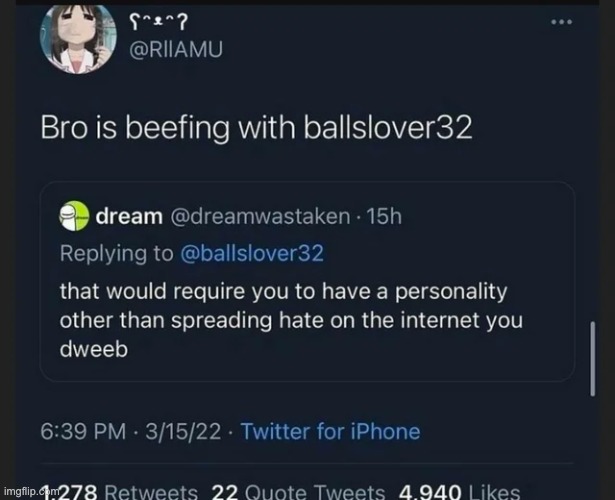 DREAM IS BEEFING WITH BALLSLOVER32? I LOVE BALLSLOVER32 AND HATE DREAM | made w/ Imgflip meme maker