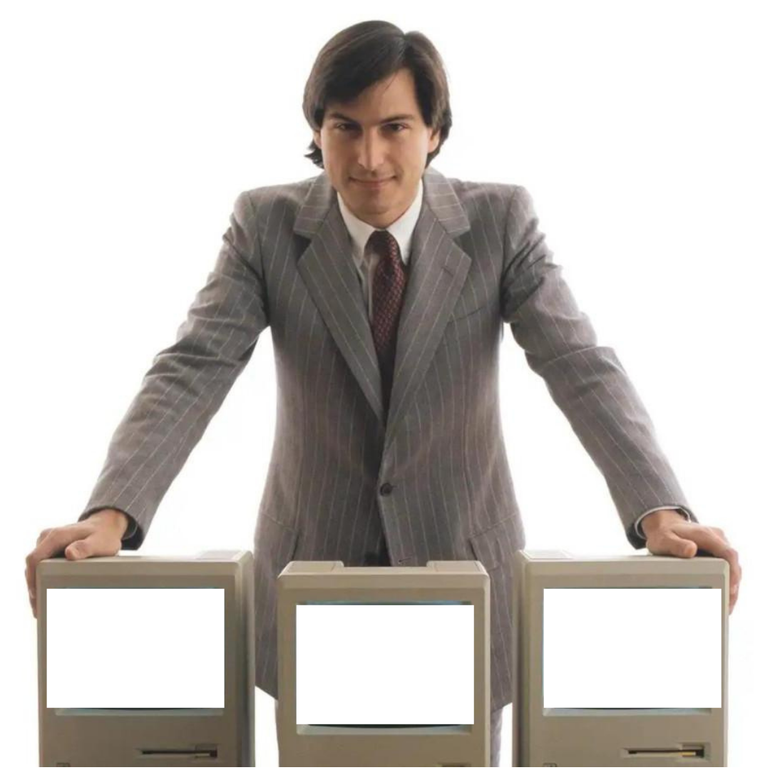 Steve Jobs With His Creations Blank Meme Template