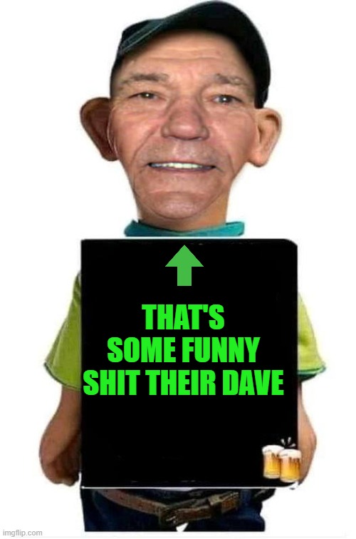 THAT'S SOME FUNNY SHIT THEIR DAVE | image tagged in bubba-lew | made w/ Imgflip meme maker