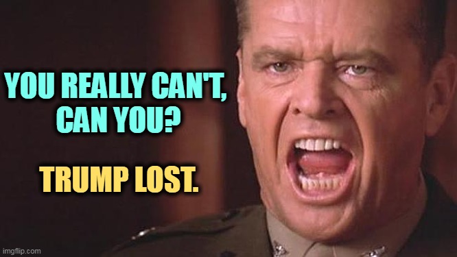 YOU REALLY CAN'T, 
CAN YOU? TRUMP LOST. | image tagged in you can't handle the truth,trump,lost | made w/ Imgflip meme maker