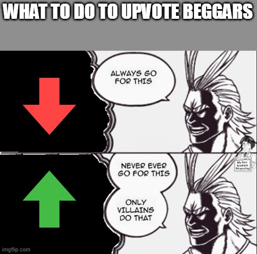 all might only villains | WHAT TO DO TO UPVOTE BEGGARS | image tagged in all might only villains | made w/ Imgflip meme maker