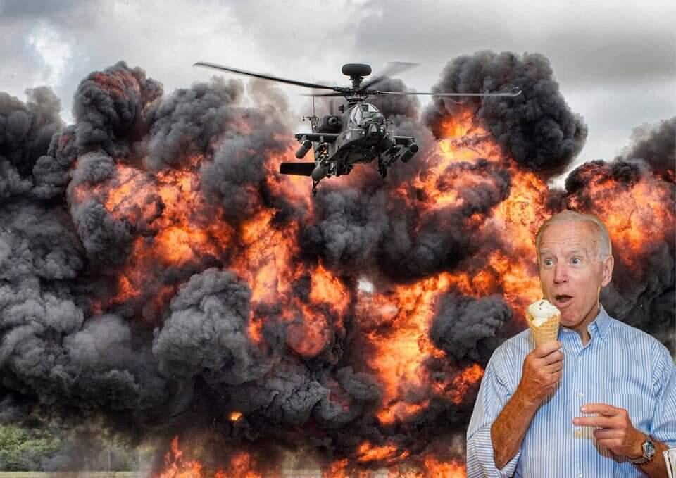 High Quality Joe Biden Explosion helicopter Blank Meme Template