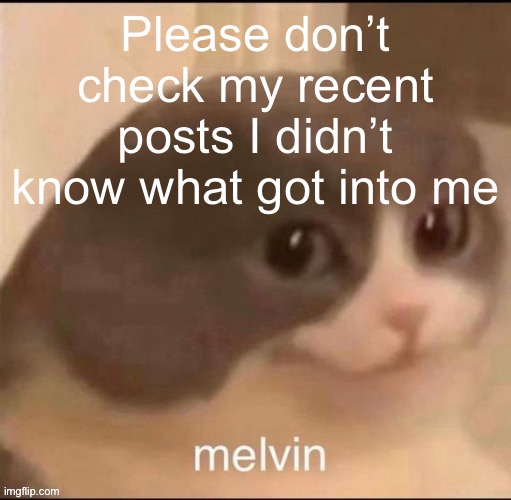 I am truly sorry | Please don’t check my recent posts I didn’t know what got into me | image tagged in melvin | made w/ Imgflip meme maker