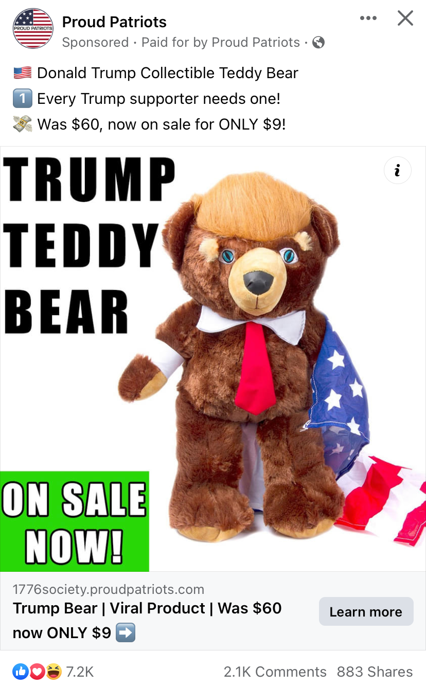 Proud Patriots Trump teddy bear Blank Meme Template