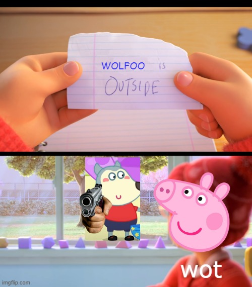 proof that wolfoo is totally a peppa pig ripoff | WOLFOO; wot | image tagged in x is outside | made w/ Imgflip meme maker