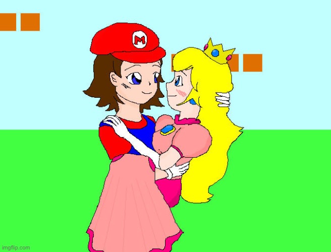 I found this gender bent version of Mario in love with Peach thought it was cute | made w/ Imgflip meme maker