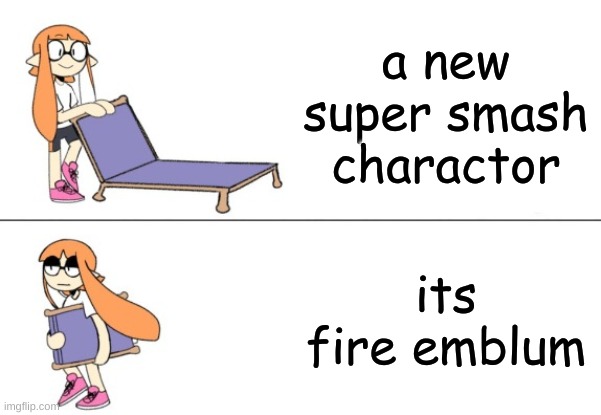 Inkling girl chair | a new super smash charactor; its fire emblum | image tagged in inkling girl chair | made w/ Imgflip meme maker