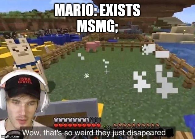They just disappeared | MARIO: EXISTS
MSMG; | image tagged in they just disappeared | made w/ Imgflip meme maker