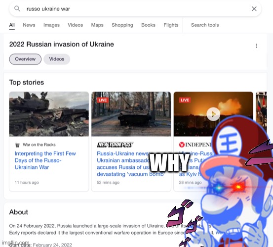 Russo Ukraine war | WHY | image tagged in russo ukraine war | made w/ Imgflip meme maker