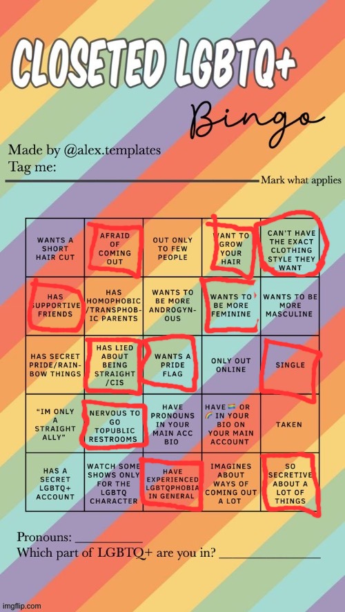 Closeted LGBTQ+ Bingo | image tagged in closeted lgbtq bingo | made w/ Imgflip meme maker