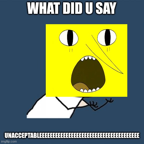 WHAT DID U SAY; UNACCEPTABLEEEEEEEEEEEEEEEEEEEEEEEEEEEEEEEEEEEEEE | image tagged in memes | made w/ Imgflip meme maker