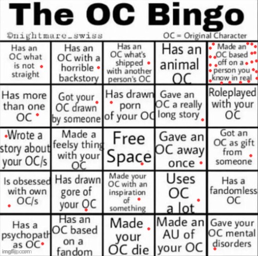 still wanna read my wattpad | image tagged in the oc bingo | made w/ Imgflip meme maker