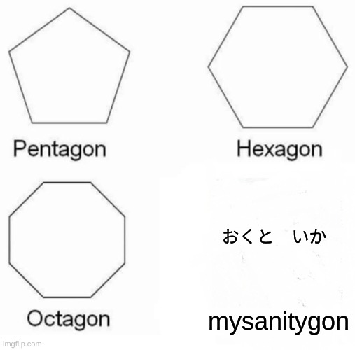 Pentagon Hexagon Octagon | おくと　いか; mysanitygon | image tagged in memes,pentagon hexagon octagon,drm oc | made w/ Imgflip meme maker