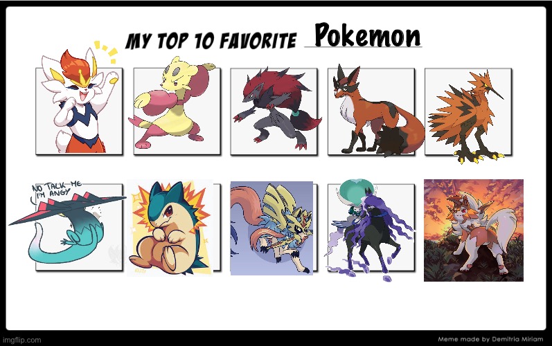 My top ten favs (credit to @CinnaBox for posting it first) | Pokemon | image tagged in pokemon | made w/ Imgflip meme maker