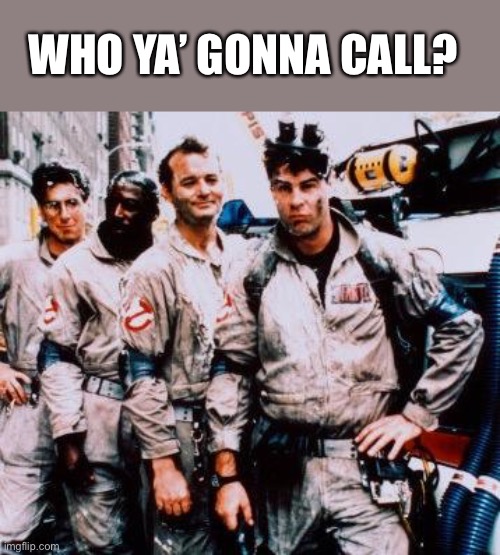 Ghost busters | WHO YA’ GONNA CALL? | image tagged in ghost busters | made w/ Imgflip meme maker