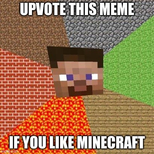 Minecraft Steve |  UPVOTE THIS MEME; IF YOU LIKE MINECRAFT | image tagged in minecraft steve | made w/ Imgflip meme maker