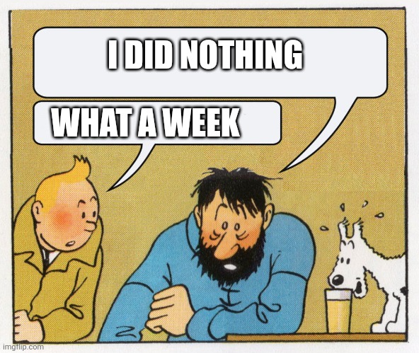 Doing nothing | I DID NOTHING; WHAT A WEEK | image tagged in what a week huh | made w/ Imgflip meme maker