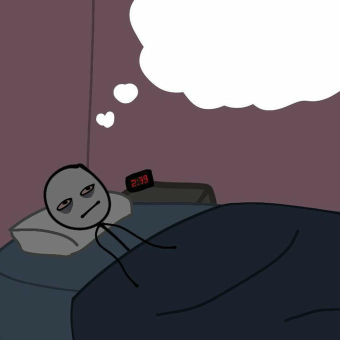 Awake Man Thinking in Bed Blank Meme Template