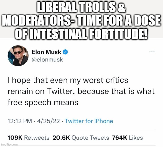 "Sticks & stones may break my bones, but words will never hurt me." | LIBERAL TROLLS & MODERATORS- TIME FOR A DOSE OF INTESTINAL FORTITUDE! | image tagged in courage,grow up,words that offend liberals,free speech | made w/ Imgflip meme maker