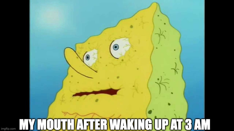 Waterrrrrr...... |  MY MOUTH AFTER WAKING UP AT 3 AM | image tagged in dry spongebob,mocking spongebob,relatable,funny,i dont need it,new | made w/ Imgflip meme maker