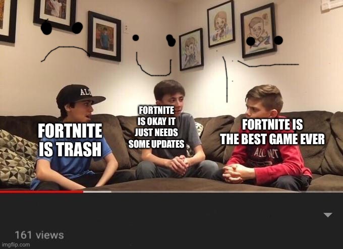 Is Fortnite Actually Overrated? | FORTNITE IS THE BEST GAME EVER; FORTNITE IS OKAY IT JUST NEEDS SOME UPDATES; FORTNITE IS TRASH | image tagged in is fortnite actually overrated | made w/ Imgflip meme maker