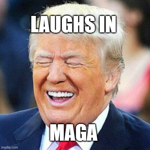 Trump laughing | LAUGHS IN; MAGA | image tagged in trump laughing | made w/ Imgflip meme maker