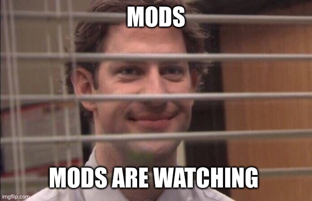 Hi | MODS; MODS ARE WATCHING | image tagged in jim halpert smirking | made w/ Imgflip meme maker