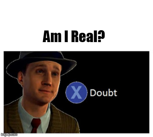 Press X to doubt with space | Am I Real? | image tagged in press x to doubt with space | made w/ Imgflip meme maker