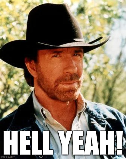 Chuck Norris Meme | HELL YEAH! | image tagged in memes,chuck norris | made w/ Imgflip meme maker