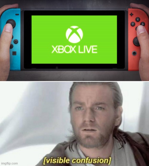 Veezible Konfeusion | image tagged in visible confusion,xbox,nintendo switch | made w/ Imgflip meme maker