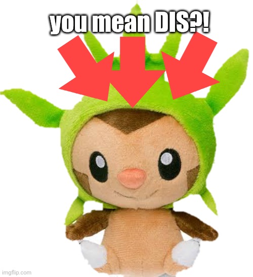 chespin plush | you mean DIS?! | image tagged in chespin plush | made w/ Imgflip meme maker