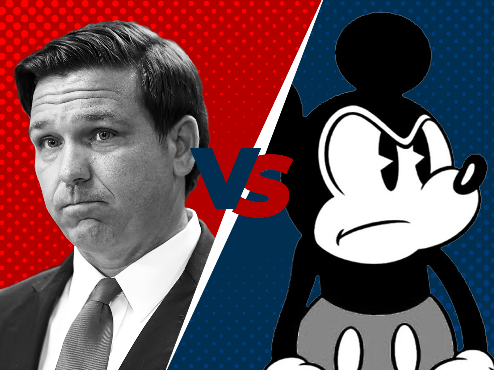 High Quality Ron DeSantis vs. Mickey Mouse Blank Meme Template