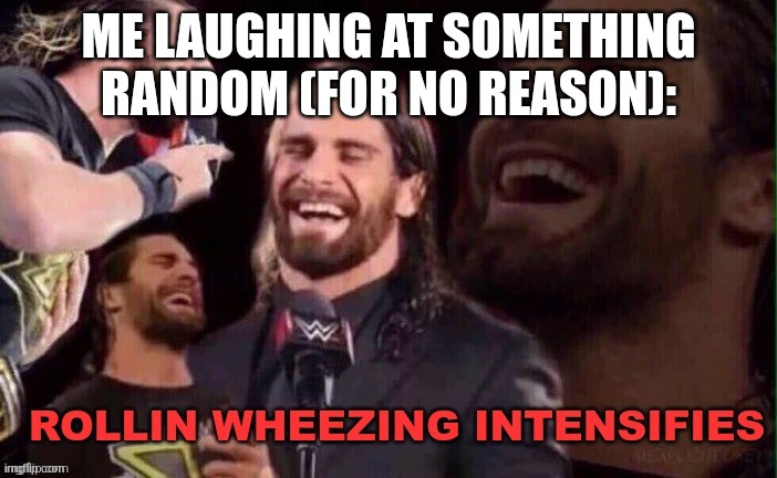 Rollins Wheezing Intensifies | ME LAUGHING AT SOMETHING RANDOM (FOR NO REASON): | image tagged in rollins wheezing intensifies | made w/ Imgflip meme maker