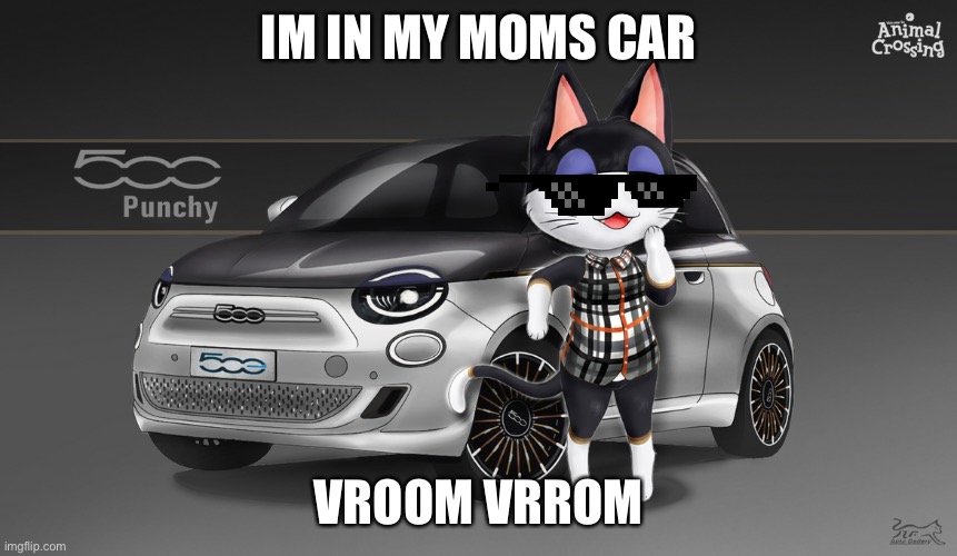 IM AM IN MY MOMS CAR | IM IN MY MOMS CAR; VROOM VRROM | image tagged in punchy's new car | made w/ Imgflip meme maker