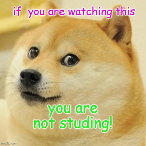 if u are watching this u ar not studing | if  you are watching this; you are not studing! | image tagged in memes,doge | made w/ Imgflip meme maker